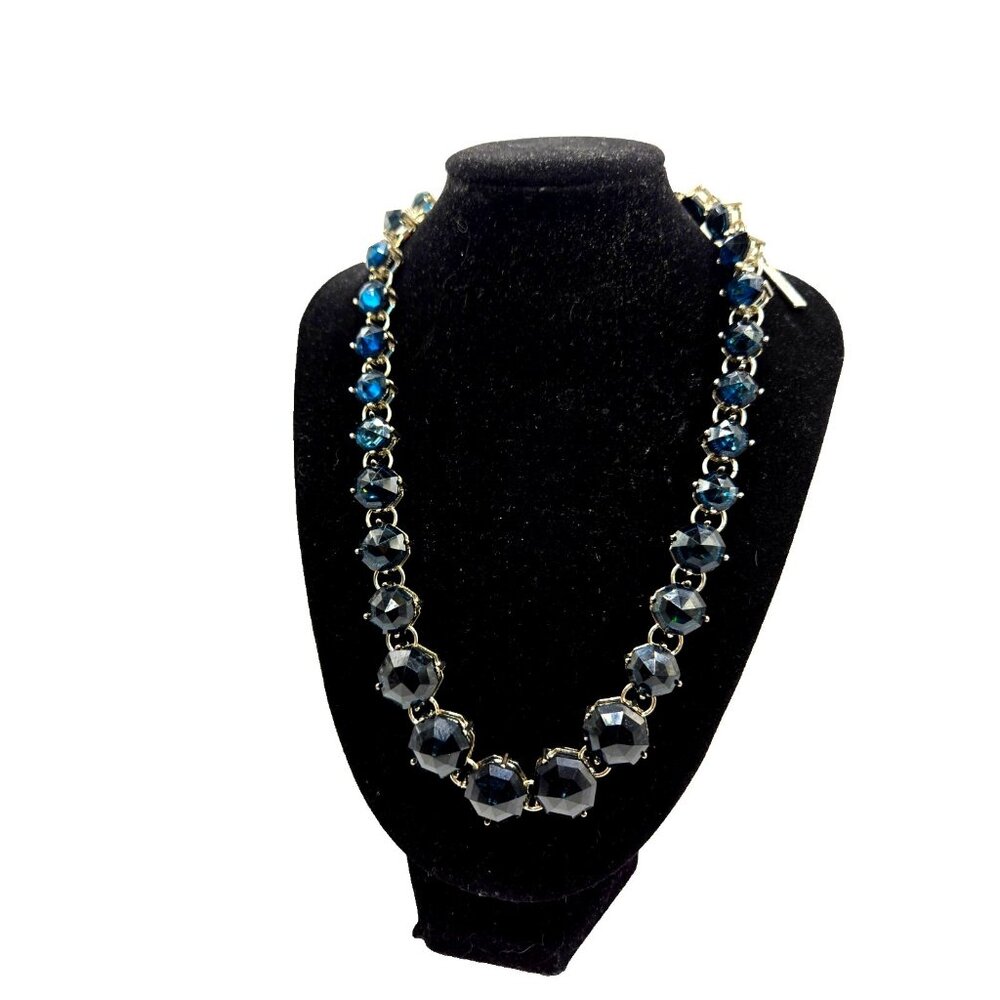Pretty dark blue and silver faceted bead necklace Joe Fresh